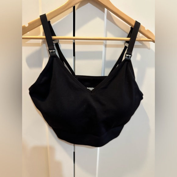 Motherhood Maternity- Seamless Rib Knit Maternity And Nursing Bra- Black 2X - Picture 3 of 5